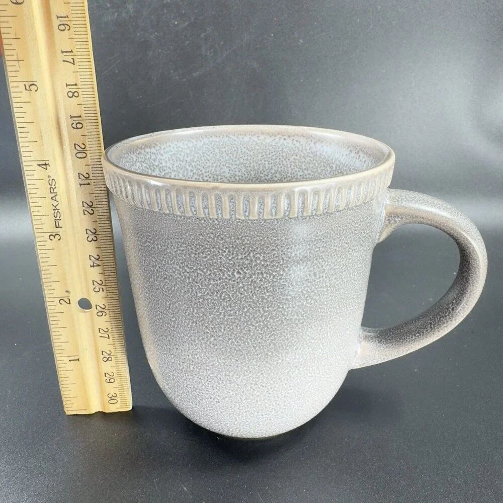Pier 1 Easton Charcoal Gray Stoneware Coffee‎ Mug Cup Set 2 Mugs Cups Ceramic